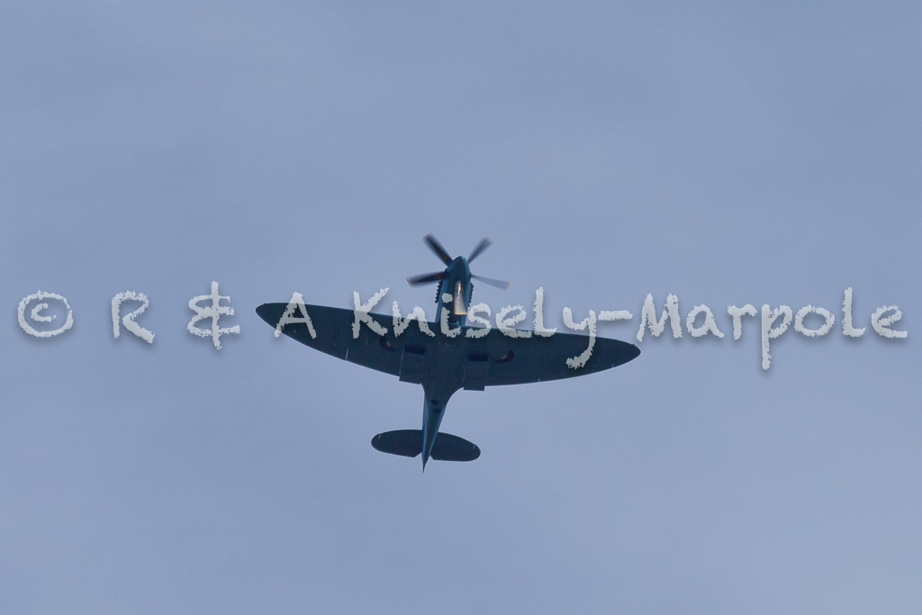 A flyby of a Supermarine Spitfire, as Part of Hanley Museum's Spitfire Day